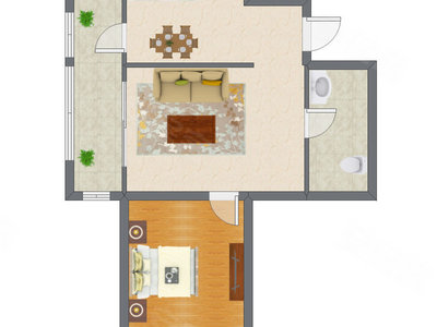 1室1厅 76.65平米