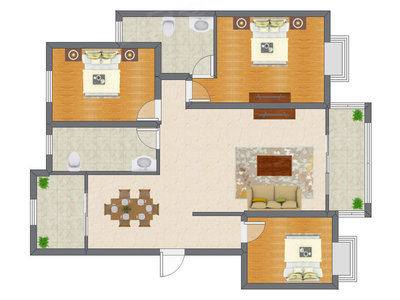3室2厅 120.00平米户型图