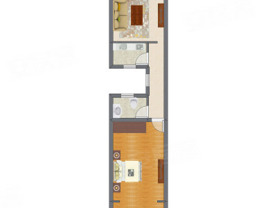 1室1厅 47.42平米户型图