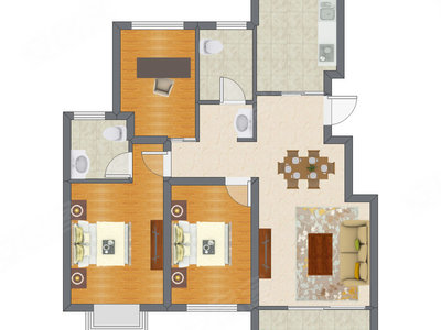 3室2厅 91.65平米