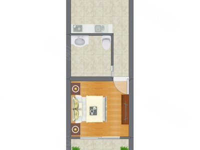 1室0厅 39.84平米户型图
