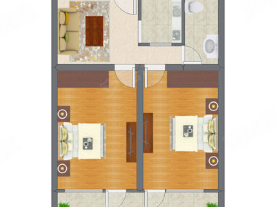 2室1厅 73.35平米