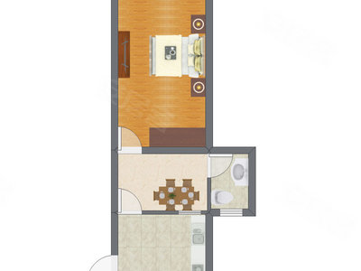 1室1厅 40.50平米