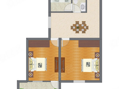 2室1厅 55.05平米