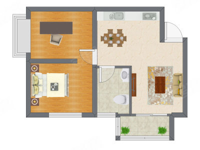2室2厅 40.12平米