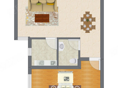 1室1厅 50.16平米户型图