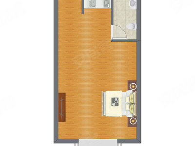 1室0厅 32.20平米户型图