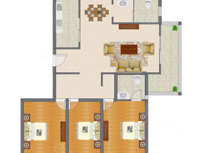 3室2厅 142.40平米
