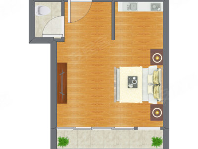 1室0厅 39.20平米户型图