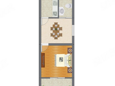 1室1厅 38.57平米