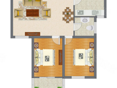 2室2厅 91.17平米户型图
