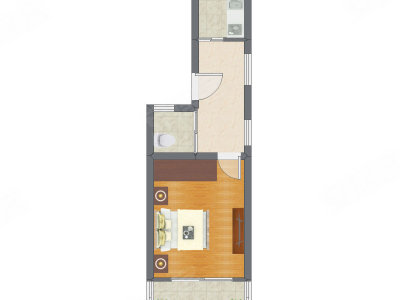 1室1厅 39.61平米户型图