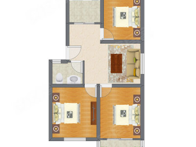 3室1厅 79.76平米户型图