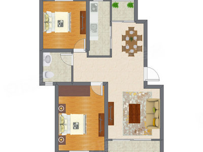 2室2厅 94.12平米户型图