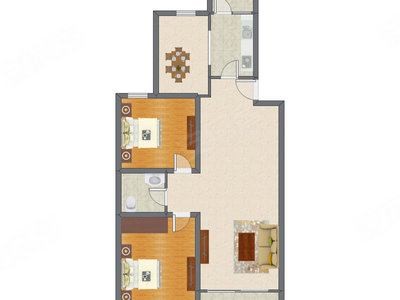 2室2厅 119.15平米户型图