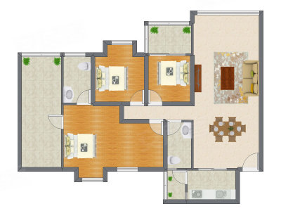 3室2厅 116.89平米