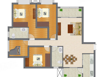 3室2厅 99.76平米