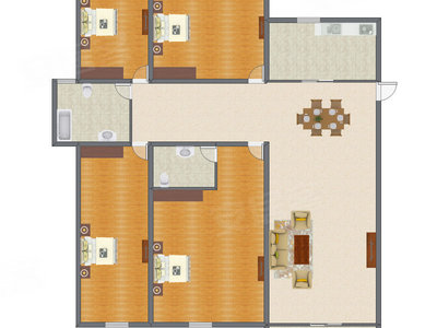 4室2厅 247.04平米户型图
