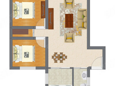 2室1厅 41.25平米