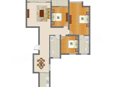 3室2厅 144.31平米