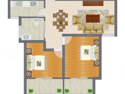 2室1厅 93.70平米