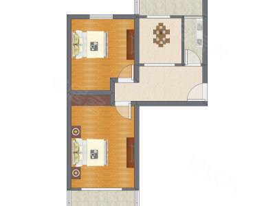 2室1厅 59.66平米户型图