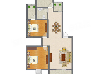 2室2厅 99.06平米户型图