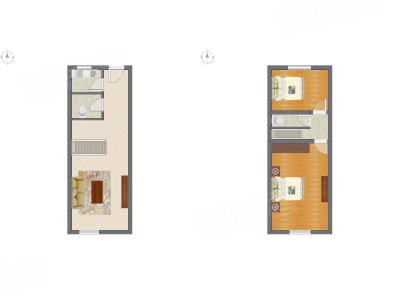 2室1厅 32.31平米户型图