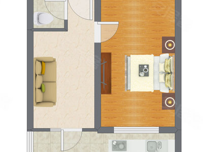 1室1厅 42.55平米