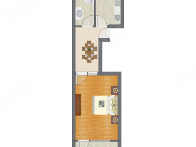 1室1厅 47.50平米户型图