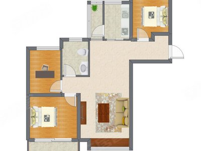 3室1厅 81.00平米