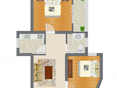 2室1厅 79.53平米户型图