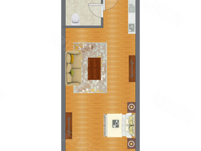 1室1厅 60.93平米户型图