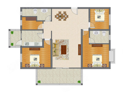 3室2厅 148.25平米户型图