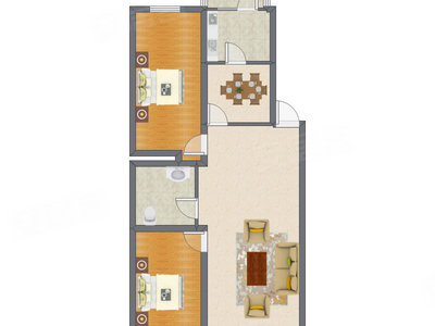 2室2厅 106.00平米