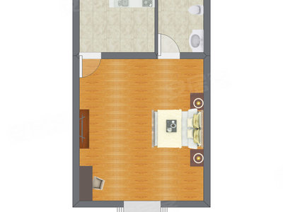 1室0厅 32.68平米户型图