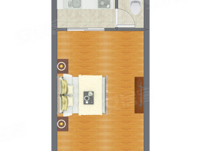 1室0厅 29.68平米户型图