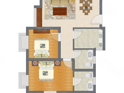 2室2厅 79.29平米户型图