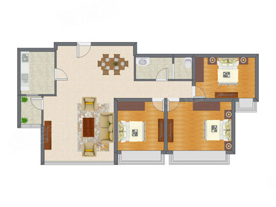 1室1厅 95.37平米户型图