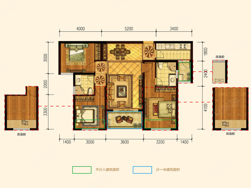 亿丰·兴汉学府3室2厅2卫99㎡南52万