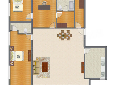 3室2厅 196.10平米户型图