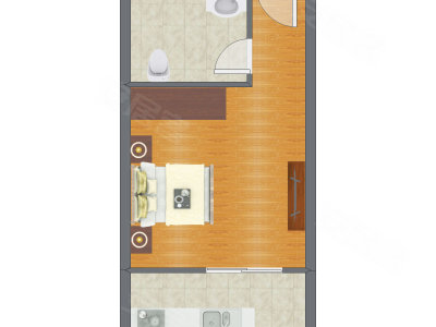 1室0厅 43.04平米户型图