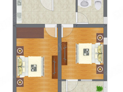 2室0厅 56.80平米户型图