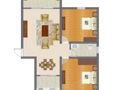 2室2厅 127.00平米户型图