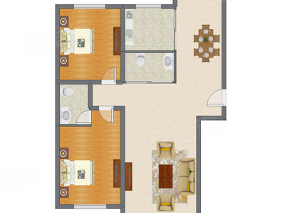 2室2厅 123.00平米