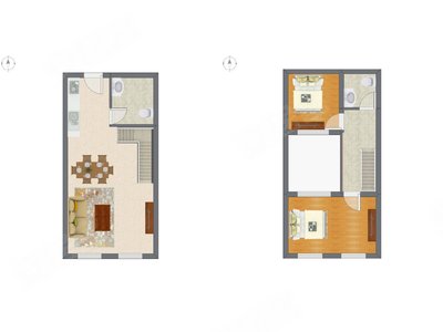 2室2厅 52.00平米户型图