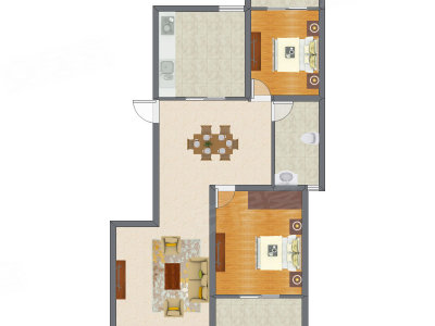 2室2厅 93.64平米户型图