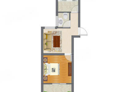 1室1厅 48.00平米户型图