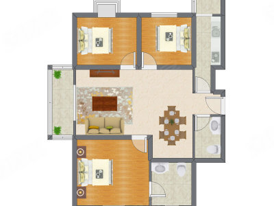 3室2厅 121.79平米