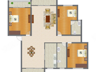 3室2厅 180.60平米